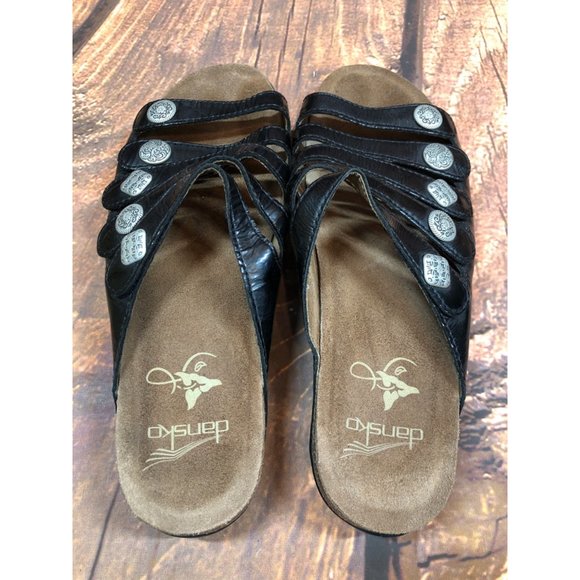 Dansko Janie Black 5-Strap Slip-on Slide Sandals Womens 38 / 7.5-8 (7a53 - Picture 4 of 10